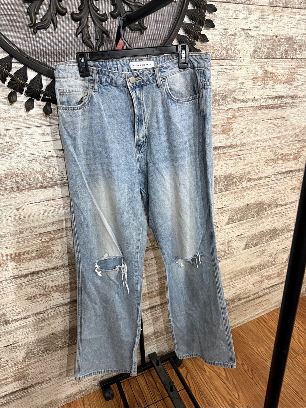 Flying Monkey Light Wash Distressed Men’s Jeans